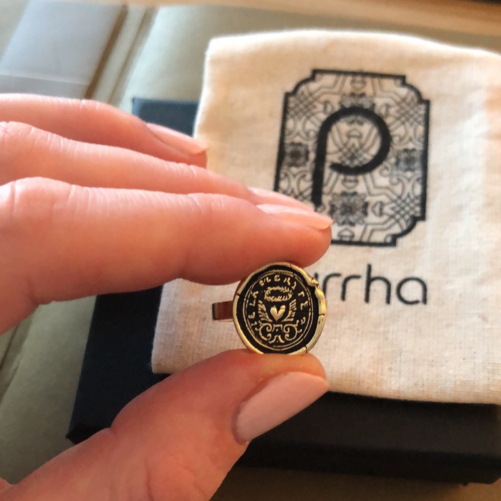 Pyrrha talisman ring true self 14k solid gold 6.5 antique wax seal rare heart - Picture 10 of 13